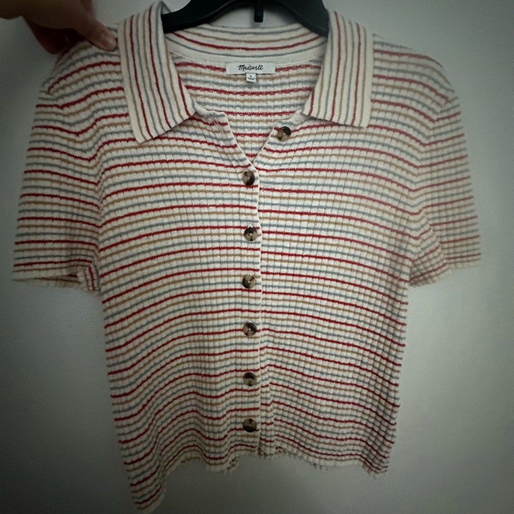 Madewell Multicolor Striped Knit semi-crop Shirt